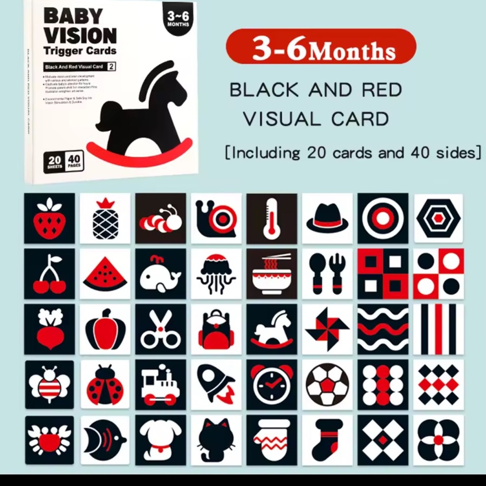 Black and Red Visual Cards for Babies